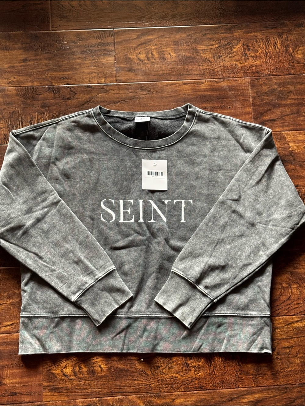 NWT Seint Charcoal Mineral Wash Crop Crewneck Sweatshirt